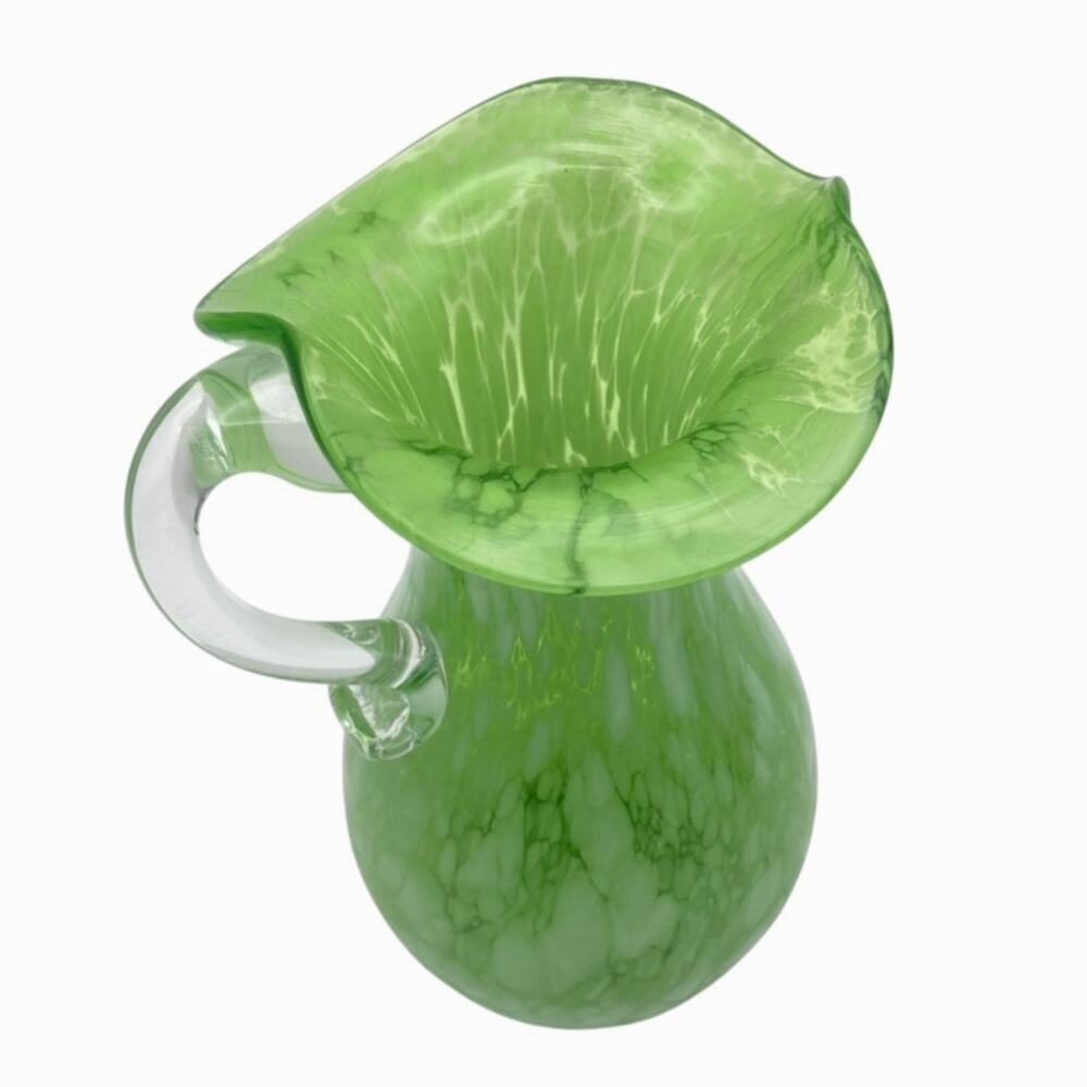 Hand Blown Art Glass 5" Tall Green Swirl Pitcher Vase -  Rainbow Art Company?